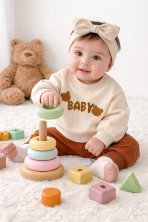 Bebé jugando con juguetes apilables Jogging-Conjunto de Buzo y Pantalón