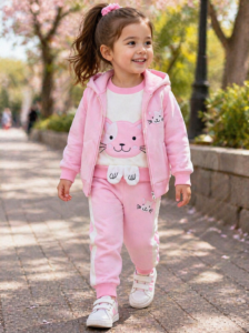 Conjunto con Capucha de Tres Piezas Bordado