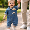 Padre e hijo caminando juntos Enterito de Jeans Unisex