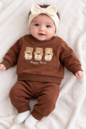 Sonrisa tierna de osito bebé Jogging-Conjunto de Buzo y Pantalon Bebés