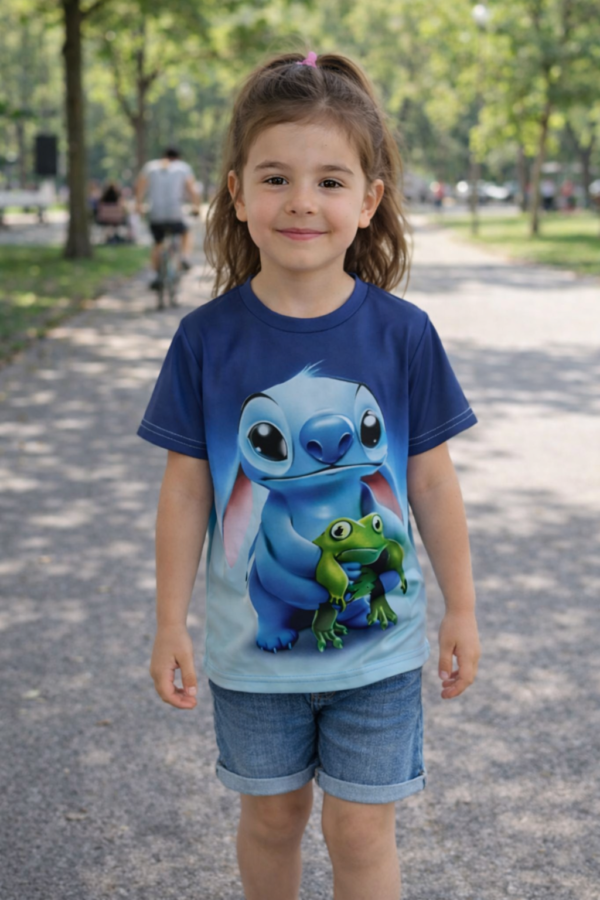 Remera Oversize Unisex con Impresión de Stitch en ambos lados